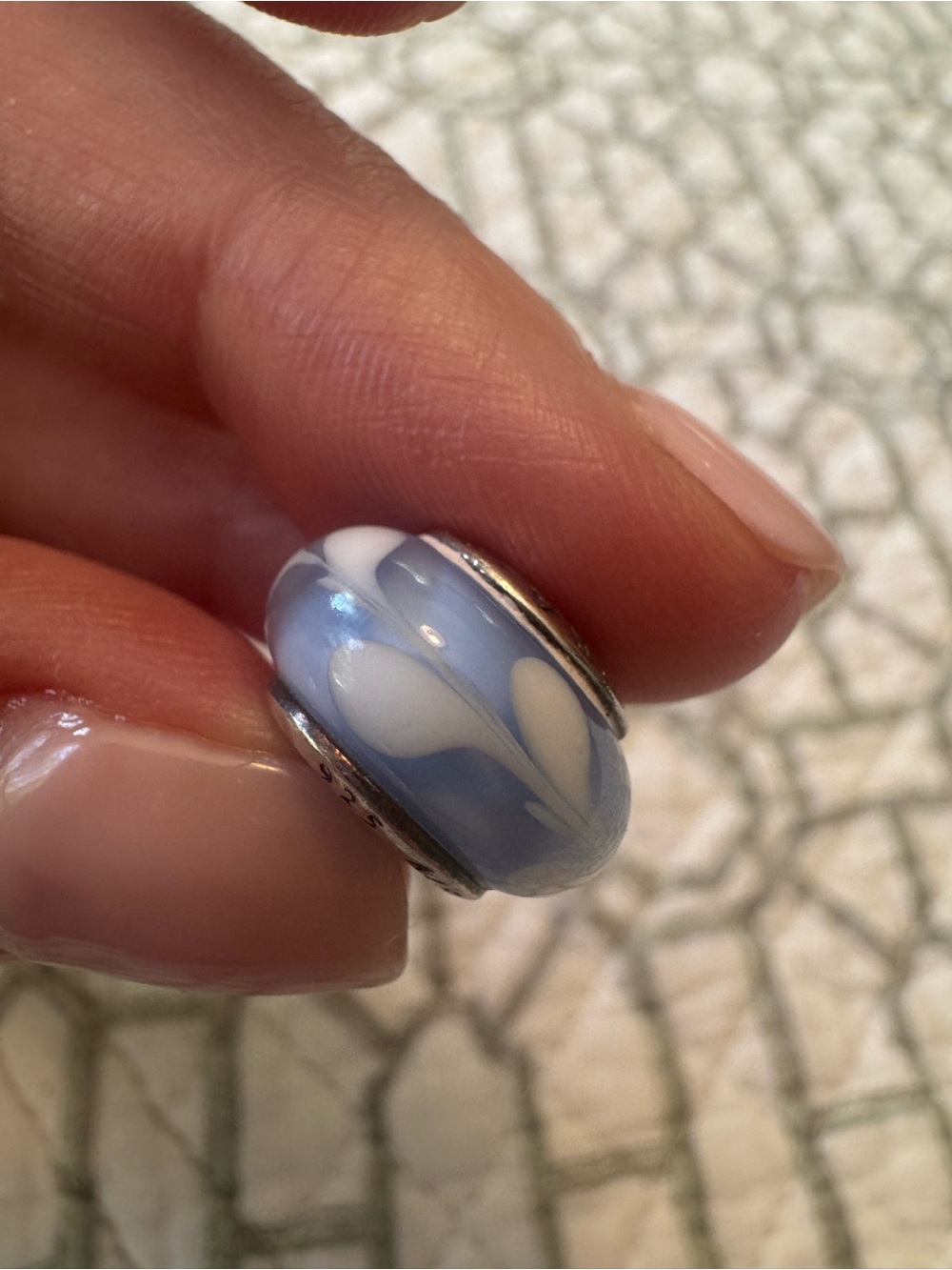 Pandora Murano Light Blue and White Swirl Glass Charm